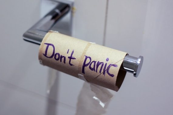 This photo was taken during the first lockdown (on 17. March 2020) in Munich, Germany due to the corona pandemic. I was seeing empty shelves in the supermarket, where once the toilet paper was piled up. The "German Angst" was symbolized by the hoarding of toilet paper. So when the toilet paper roll was finished I thought it would be uplifting/humorous to write "don't panic on the empty toilet roll". 

My title for it is "German Panic". 

This photo is my most successful photo in views and was featured in the Unsplash "COVID-19" compilation.